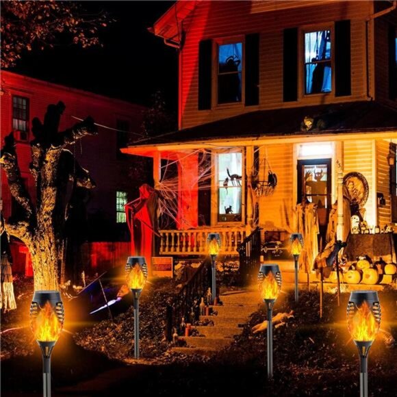 12-Pack Orange Solar Halloween Lights Outdoor for Halloween Decorations - Picture 3 of 12